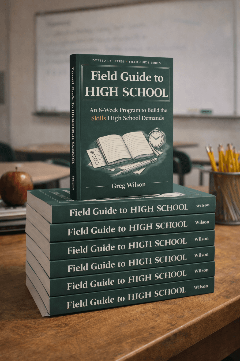 Field Guide to High School on a teacher's desk